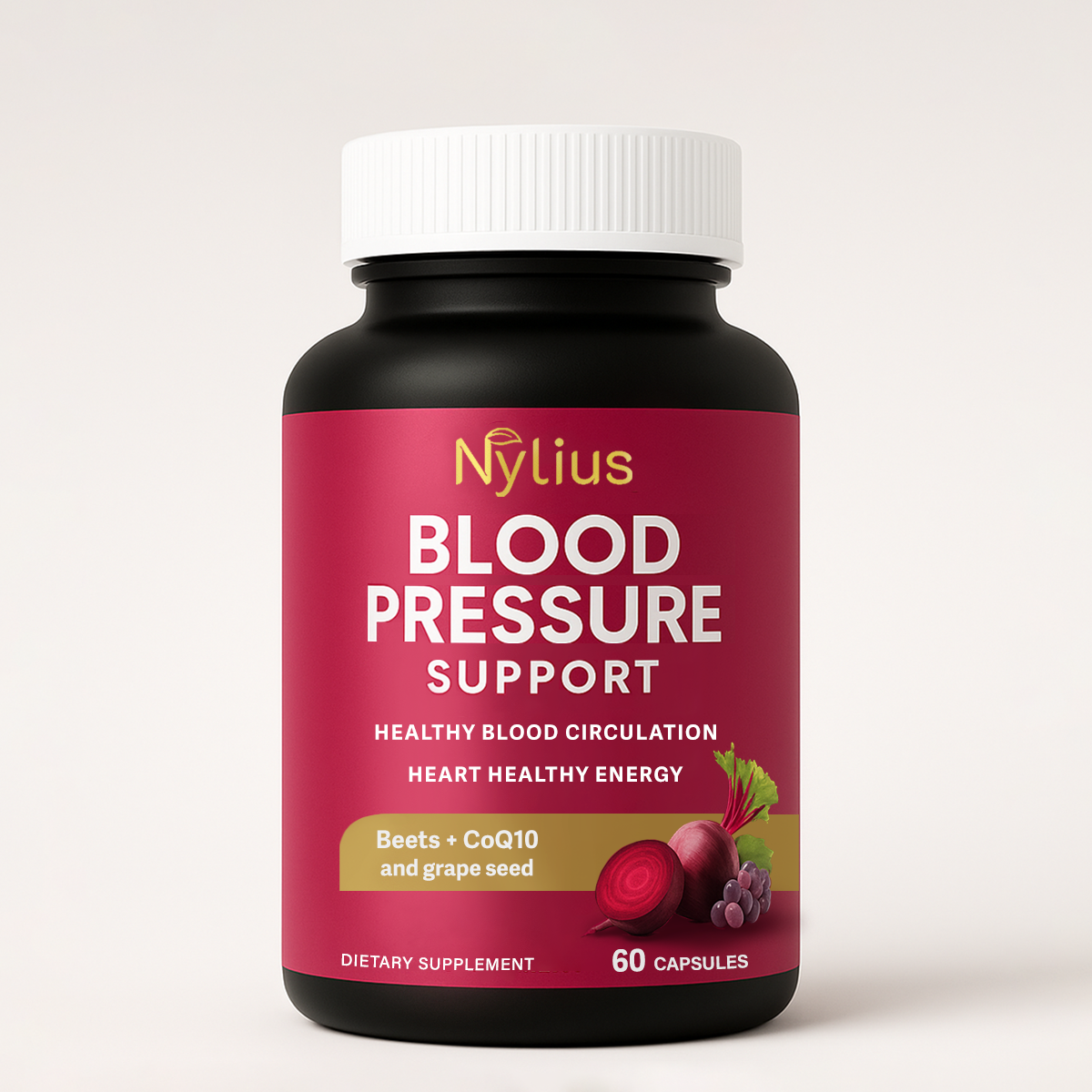 Nylius Beet Capsules for Blood Pressure Support, 1180mg