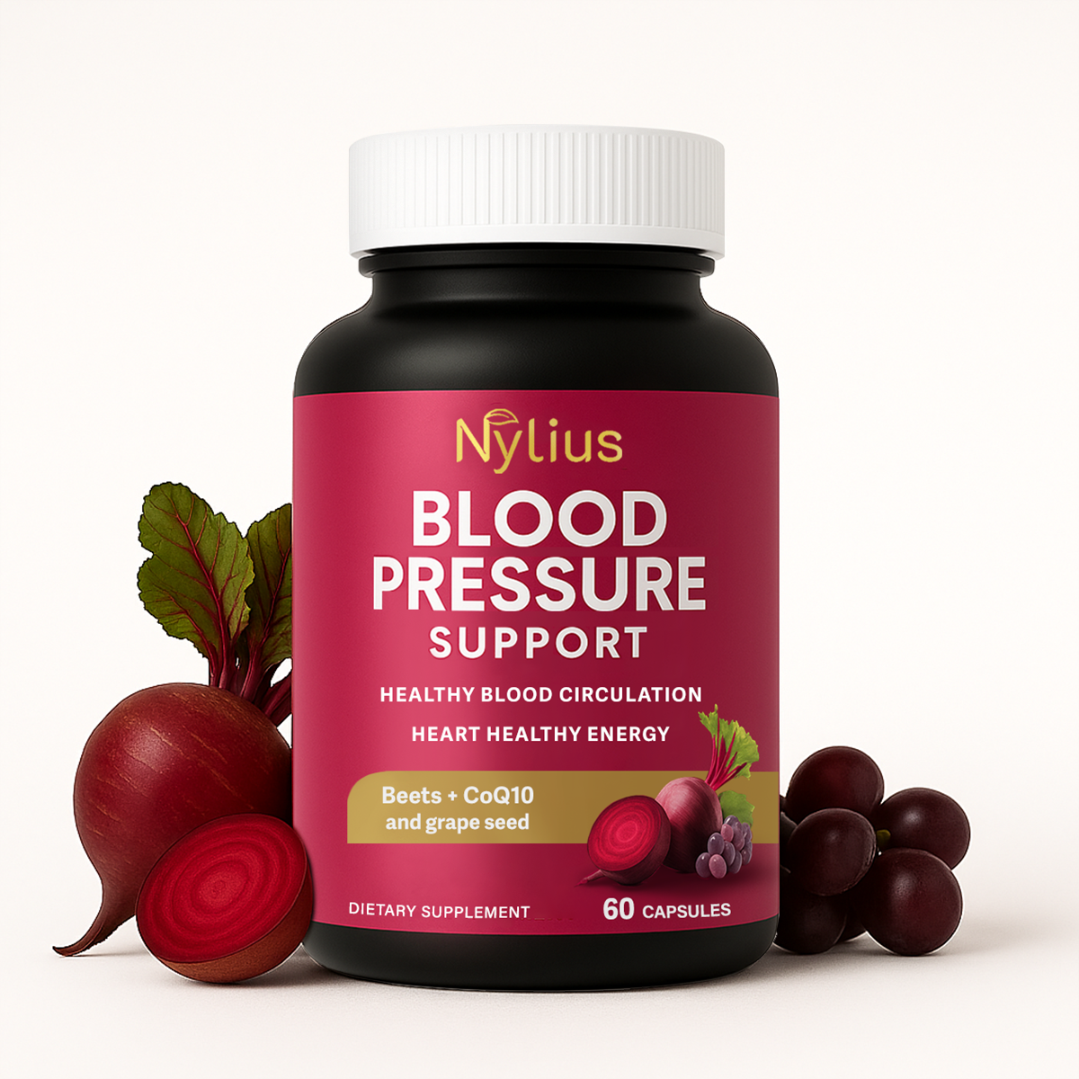 Nylius Beet Capsules for Blood Pressure Support, 1180mg