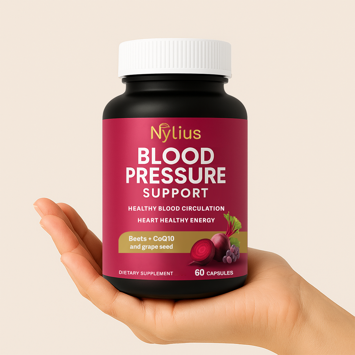 Nylius Beet Capsules for Blood Pressure Support, 1180mg